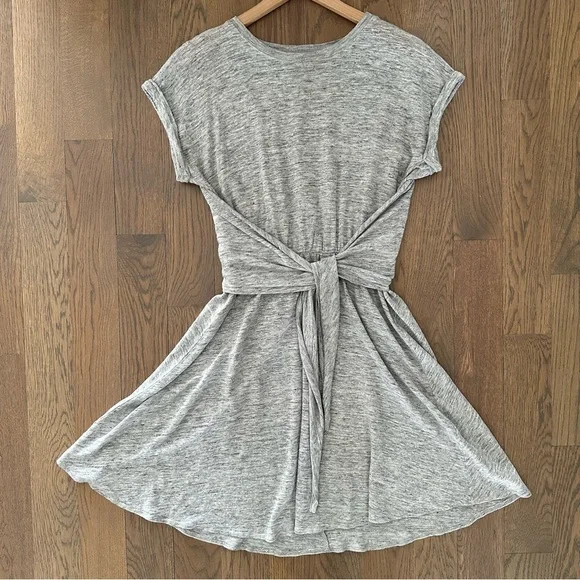 Rebecca Taylor | Dresses | Rebecca Taylor Linen Jersey Tiewaist Short  Sleeve Sheath Dress Heather Grey S | Poshmark